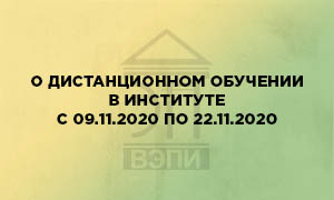О дистанционном обучении в Институте с 09.11.2020 по 22.11.2020