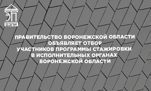 Правительство Воронежской области объявляет отбор участников программы стажировки в исполнительных органах Воронежской области